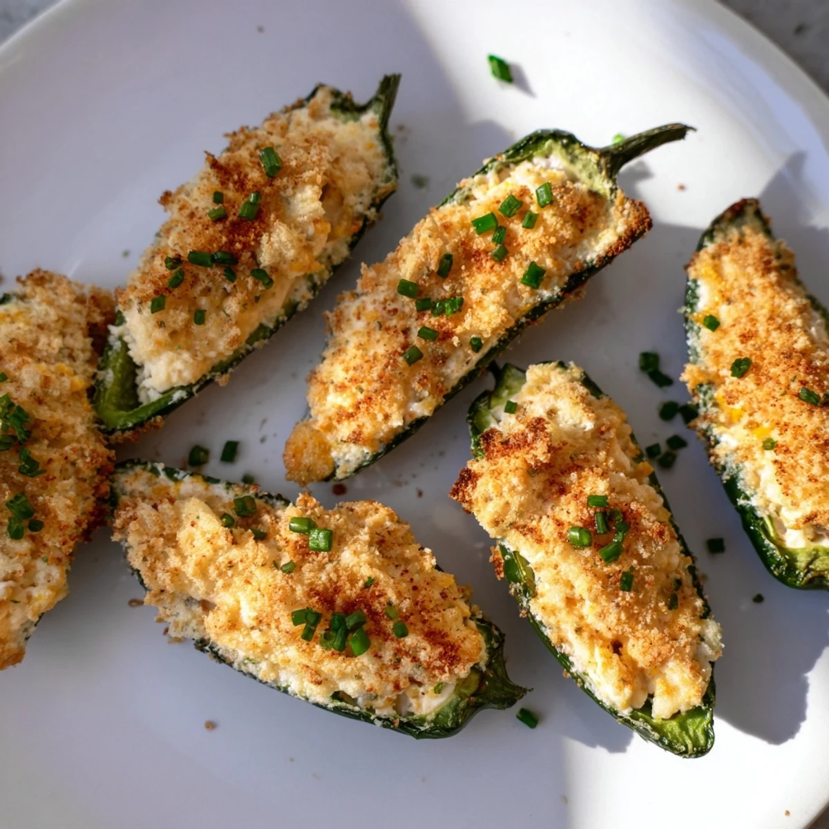 Golden-brown, crispy spicy jalapeno poppers, overflowing with creamy cheese are ready for serving soon.