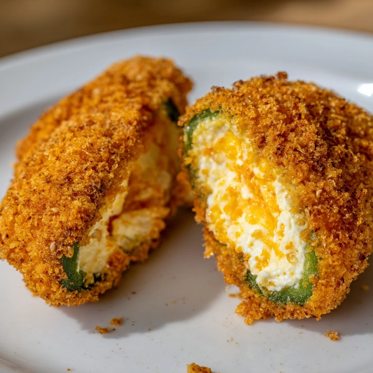 Crispy golden Spicy Jalapeño Poppers with Cream Cheese sit on parchment paper, ready for dipping sauce. 