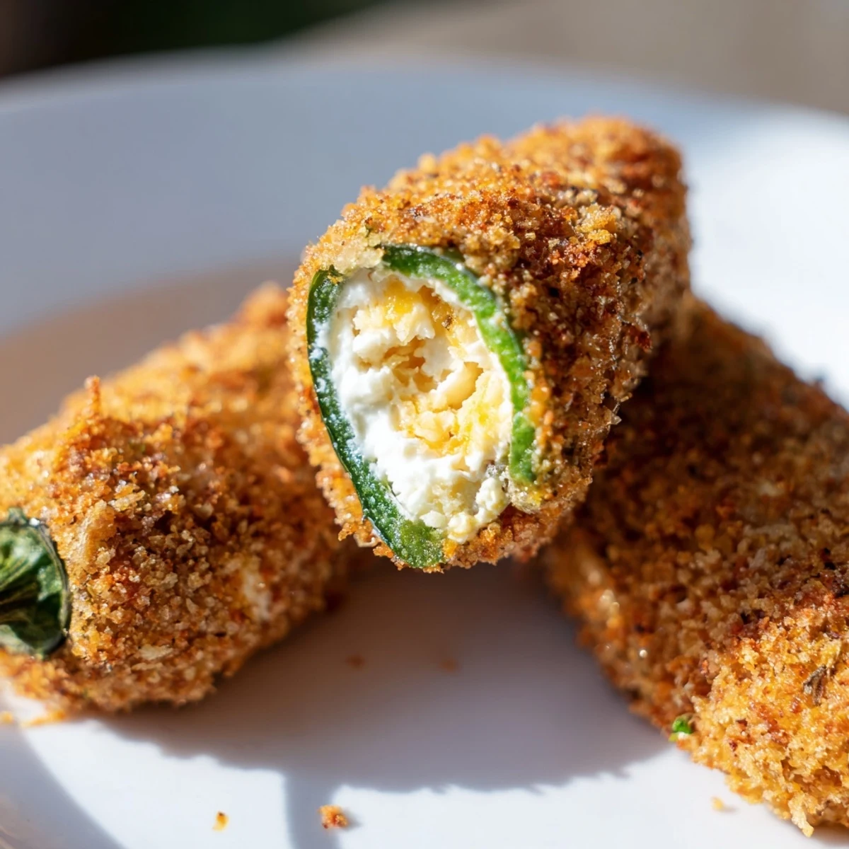Golden-brown Spicy Jalapeño Poppers with Cream Cheese are arranged on a platter next to ranch dressing. 