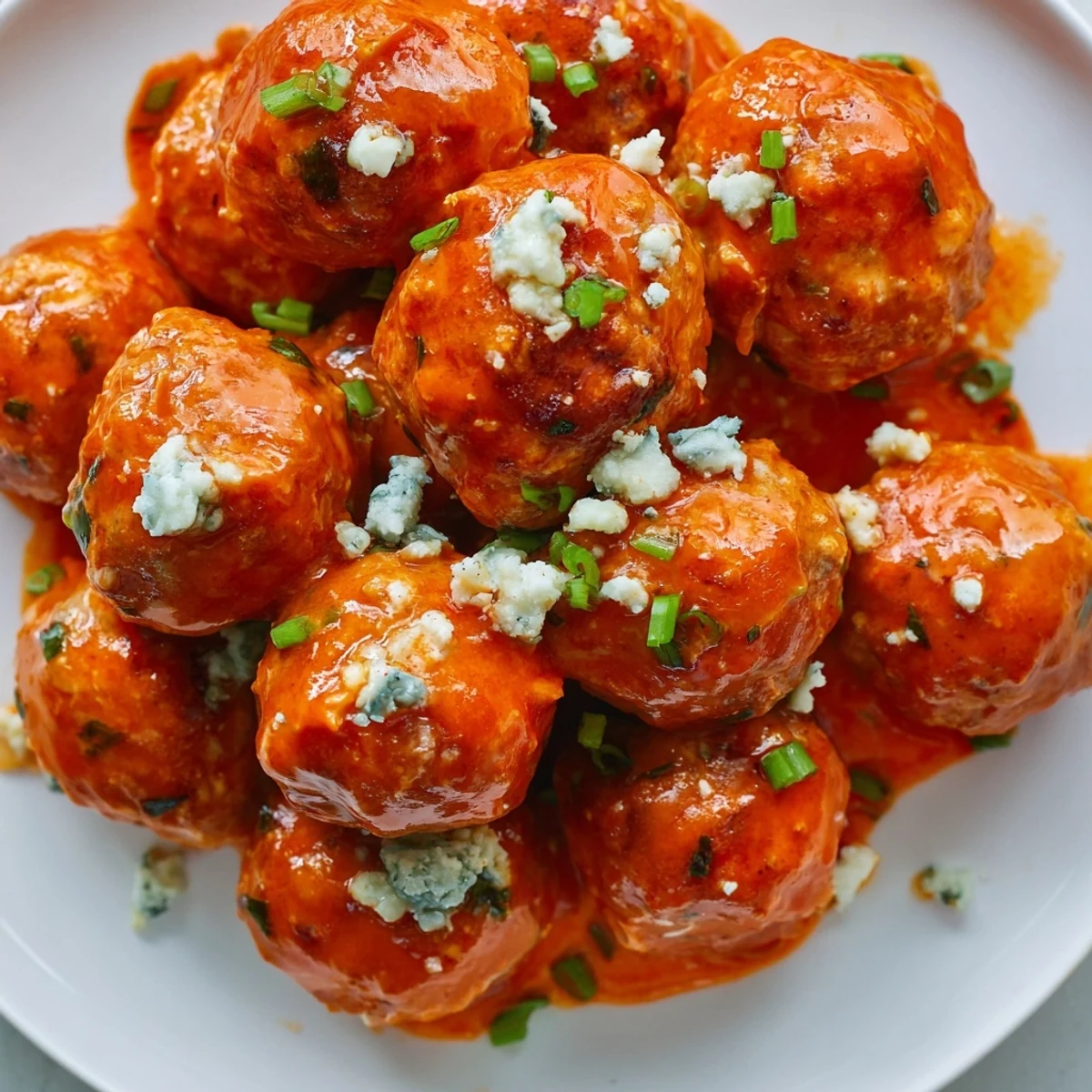 Savory End Zone Buffalo Chicken Meatballs with a tender bite, paired with crunchy celery sticks and a side of cool ranch dipping sauce.