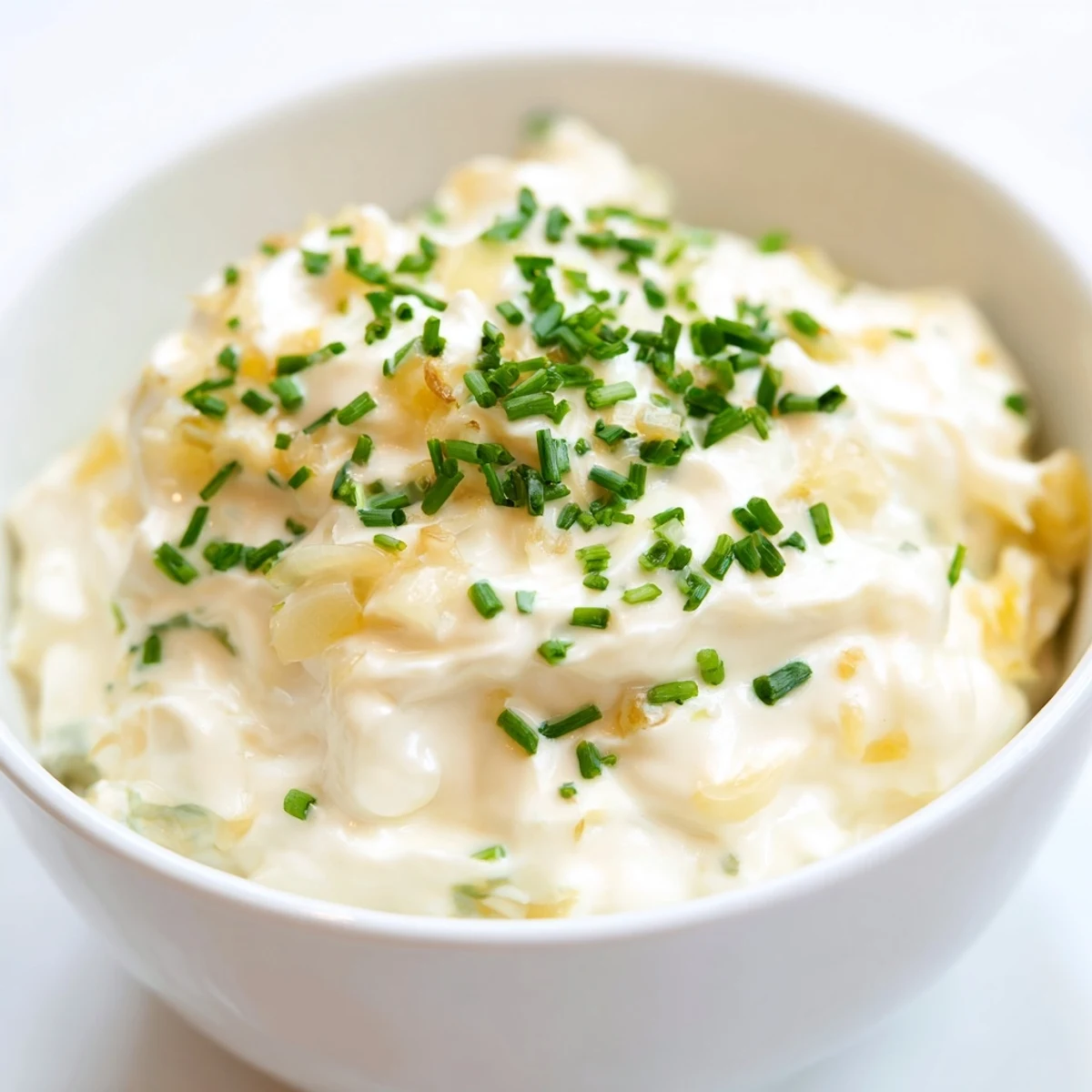 Bowl of Game Day Onion Dip with Potato Chips ready for a Super Bowl party platter.