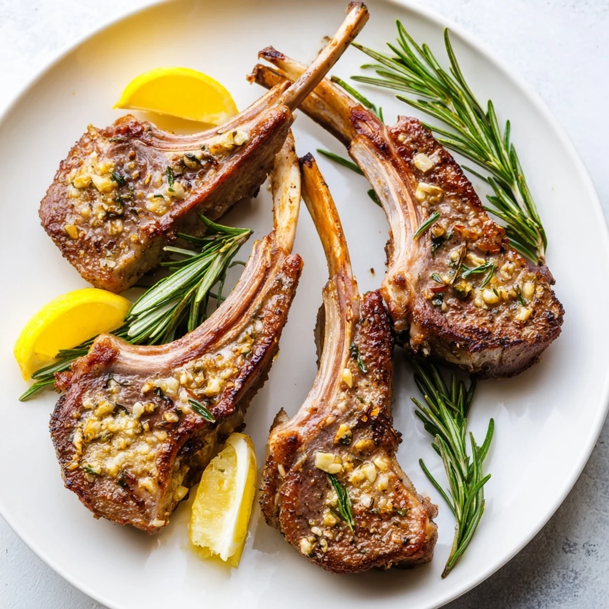Fragrant roasted lamb chops with garlic and rosemary sizzle from the oven, paired with a fresh green salad for a cozy dinner.
