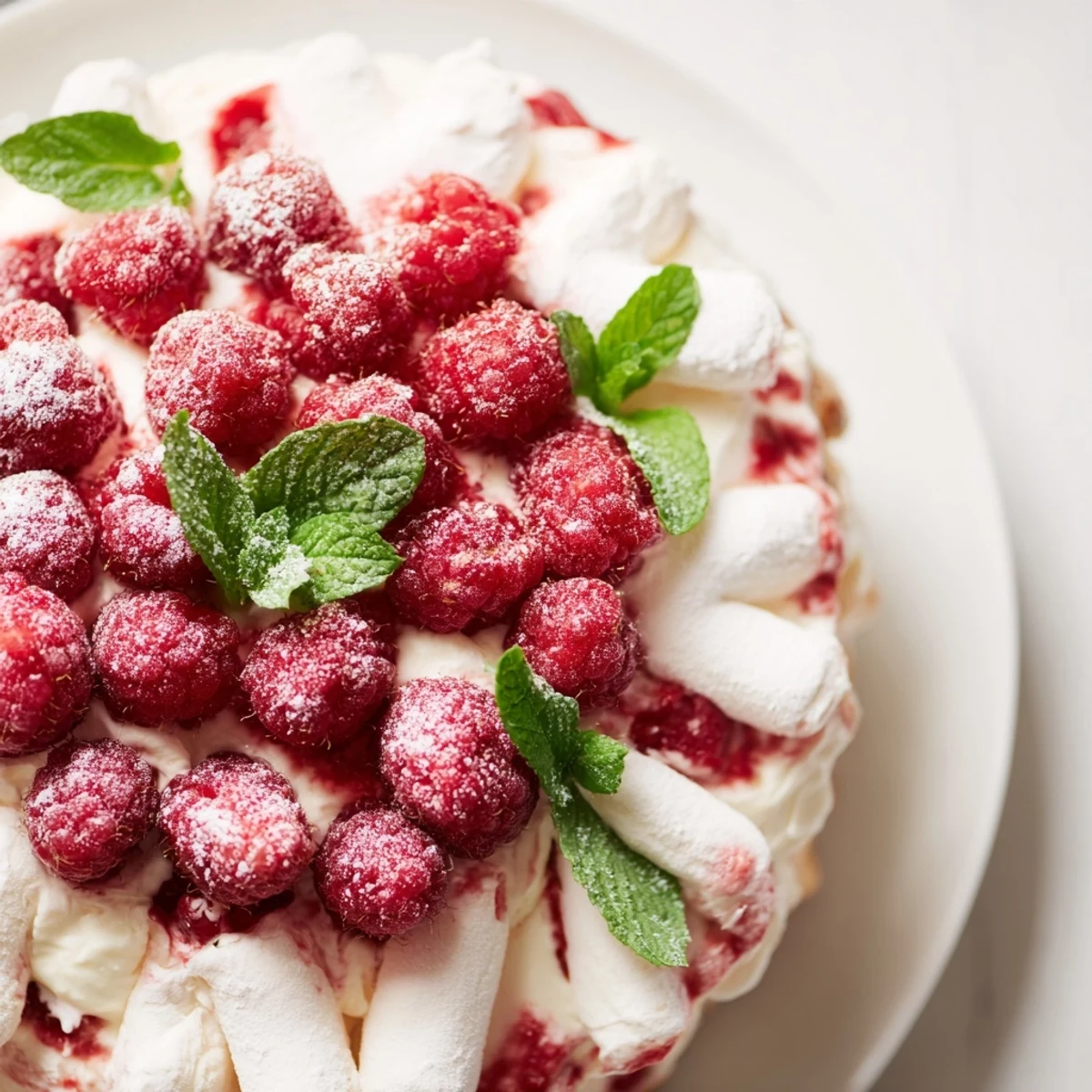 Fresh Raspberry Tiramisu layered with coffee-soaked ladyfingers, creamy mascarpone, and topped with vibrant berries and mint.