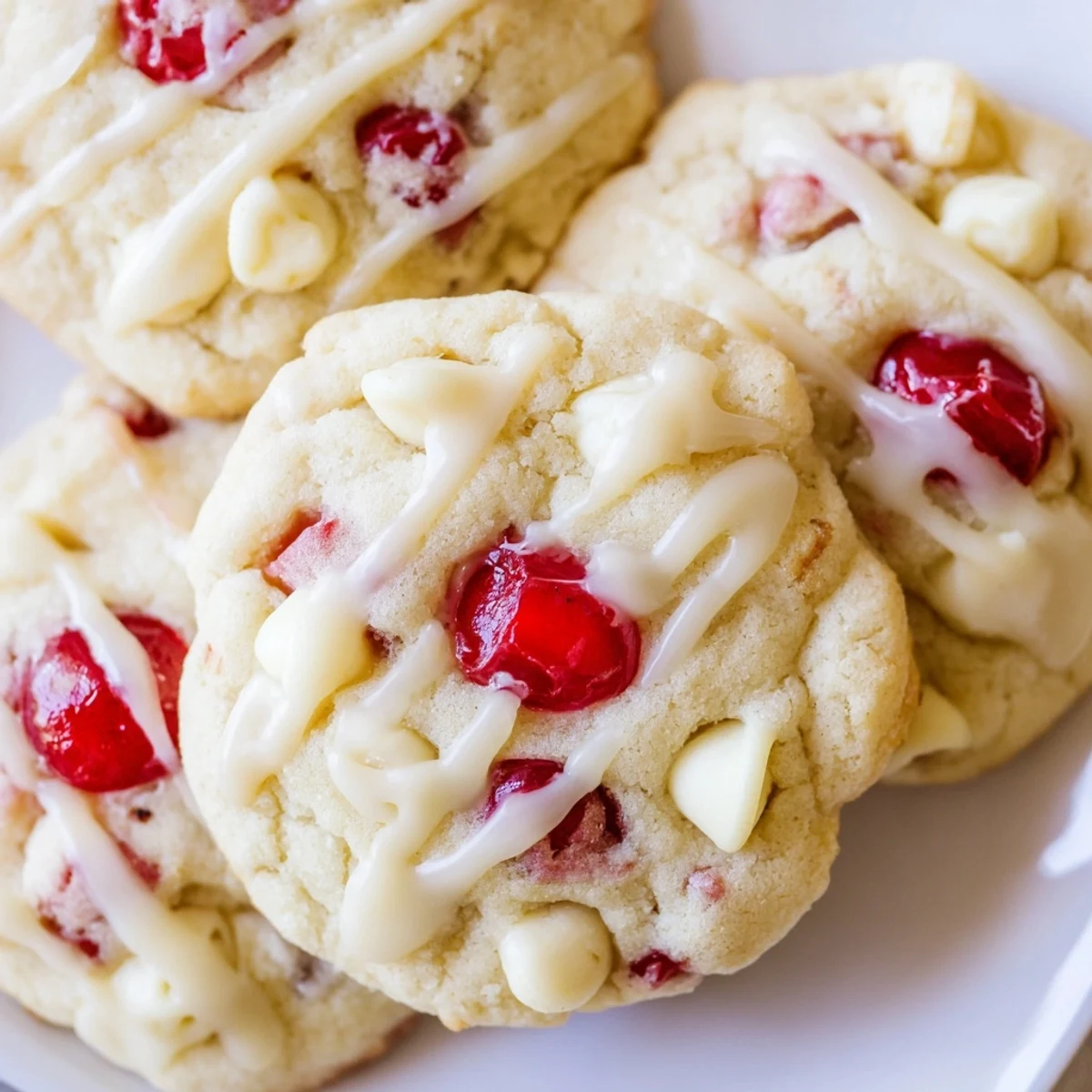 A close-up of Irresistible Maraschino Cherry Cookies with a pink glaze on a wire rack, ready to serve.