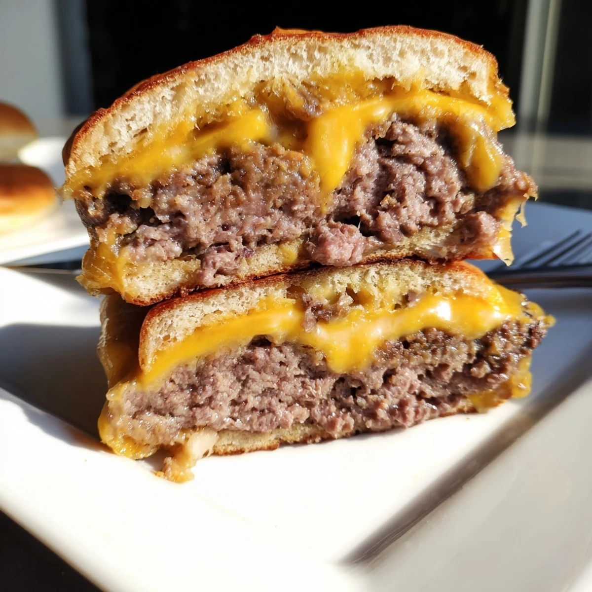 The Flying Dutchman Burger showcases juicy grilled beef patties and layers of gooey American cheese, with fresh lettuce and tomato slices ready to be stacked high.