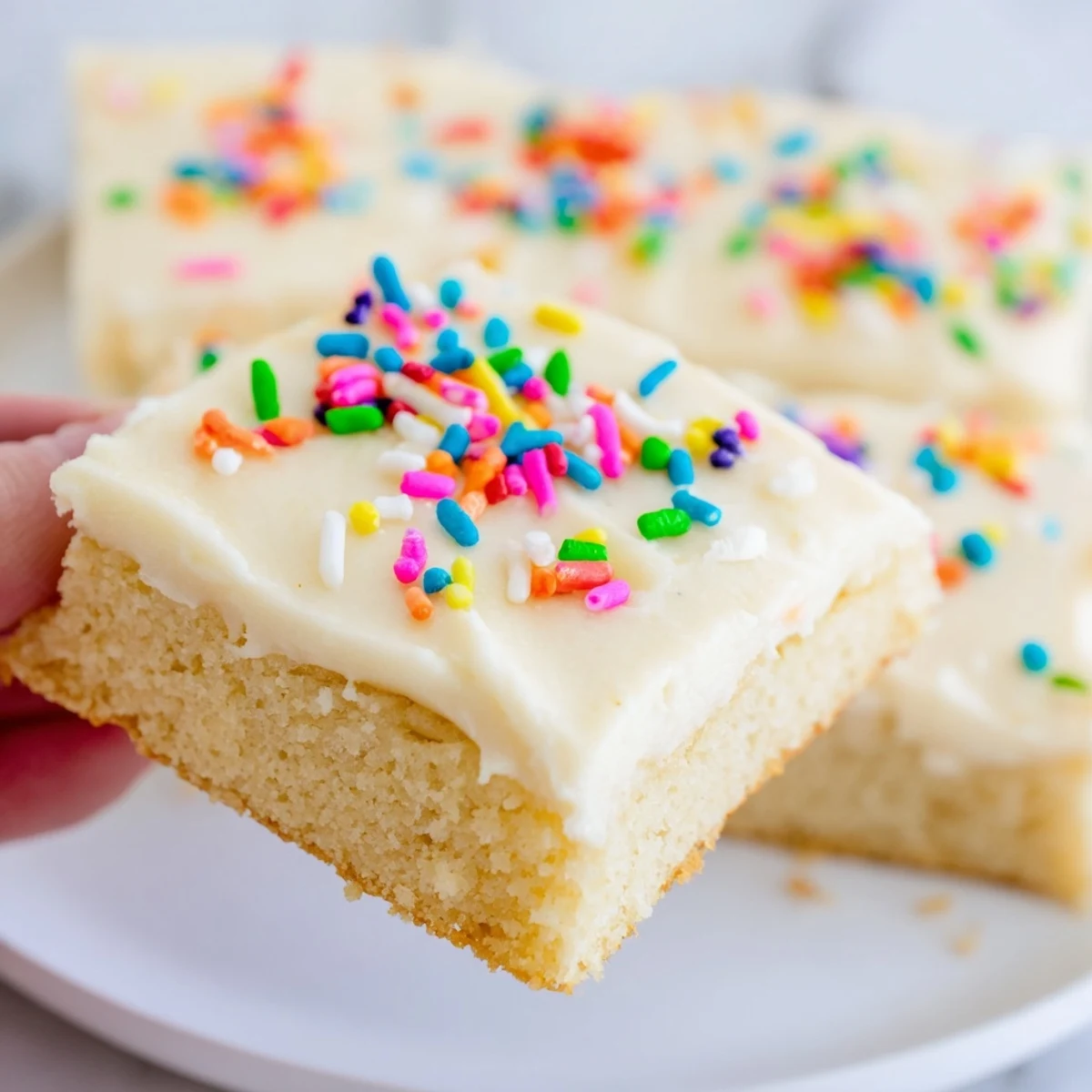 Warm Sugar Cookie Bars cut into squares, ready for parties or a sweet afternoon treat.