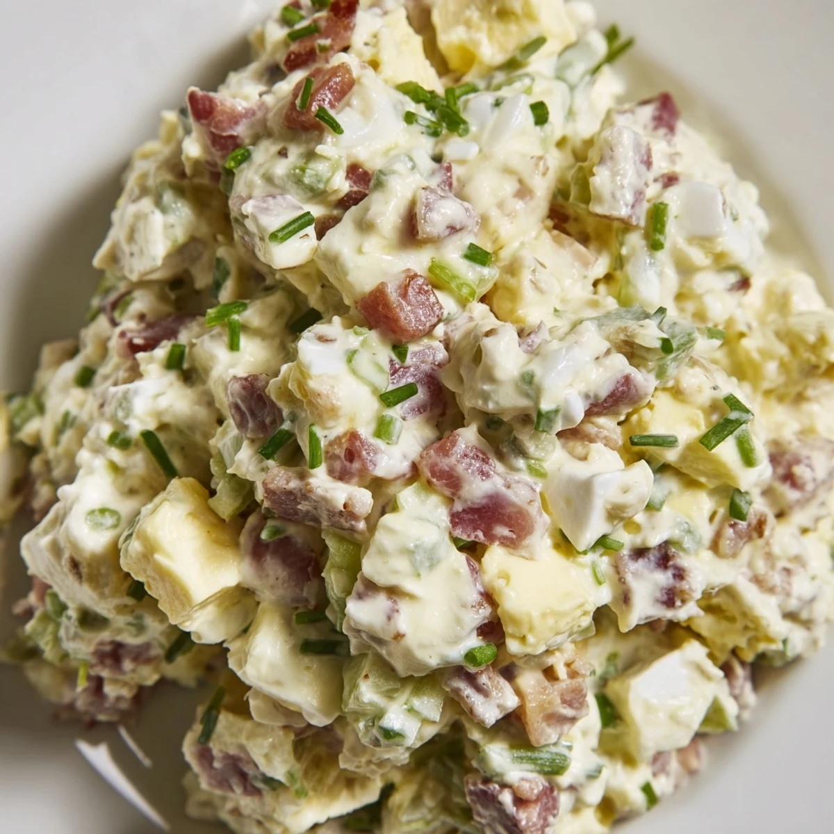 Overhead view of the Easter Bunny Cob with Egg Salad, featuring a golden-brown bread bunny shape filled with fluffy egg salad on a platter.