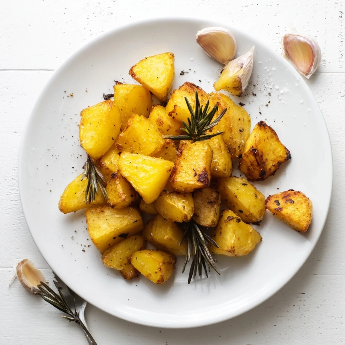 Perfect Crispy Roast Potatoes displayed in a rustic ceramic dish, steam rising from golden edges.