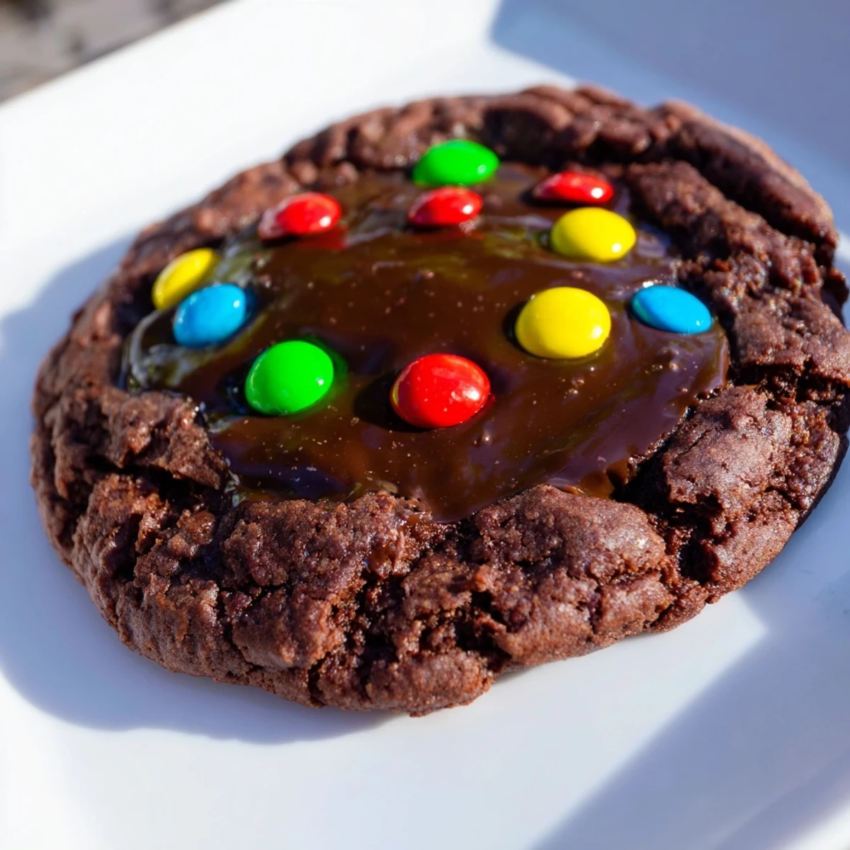 Rich chocolate Cosmic Brownie Cookies with glossy ganache and colorful candy-coated chocolate sprinkles
