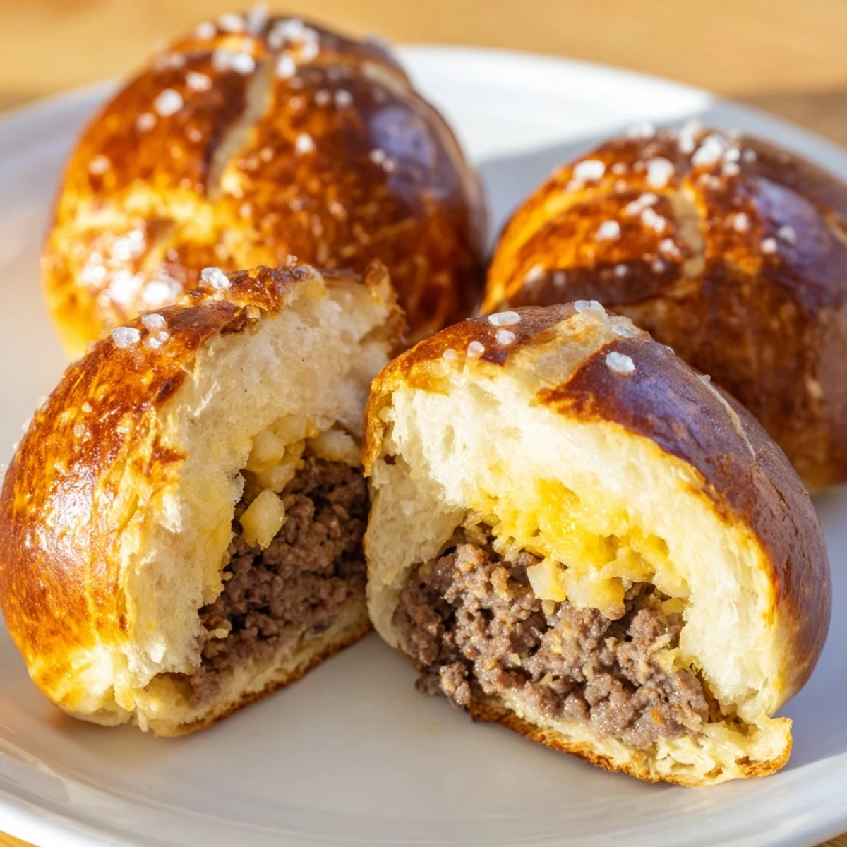 Cheeseburger Stuffed Pretzel Bombs