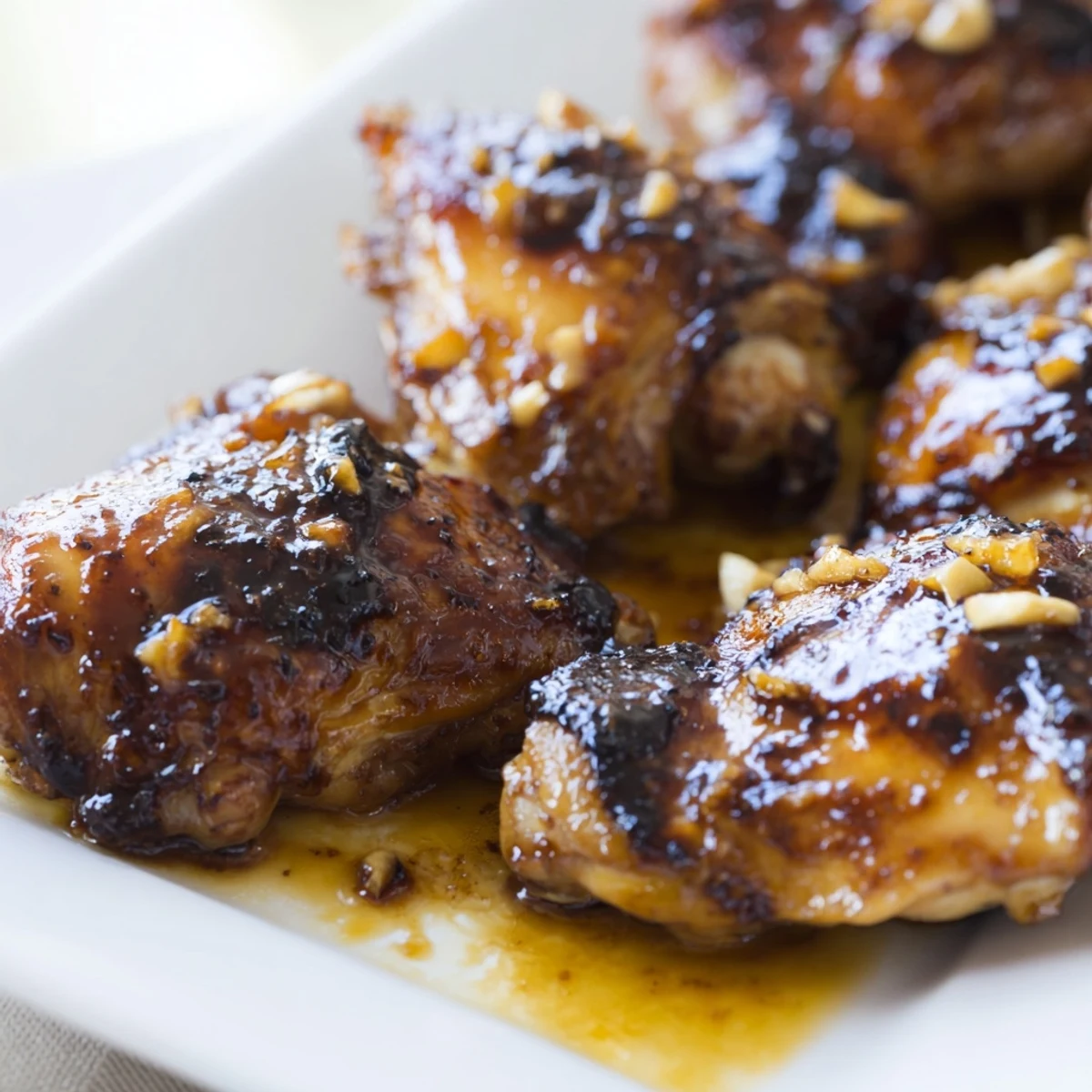 Serving platter of Ina Garten Indonesian Ginger Chicken garnished with fresh cilantro over steamed white rice