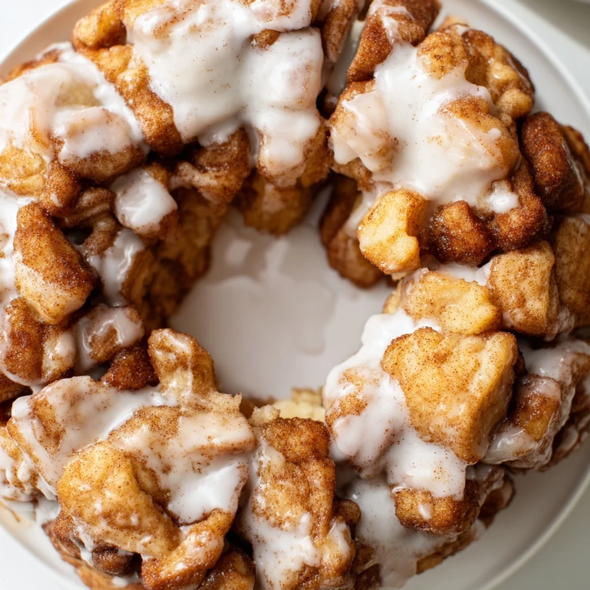 Pull-apart high protein no sugar monkey bread pieces coated in buttery cinnamon sugar mixture