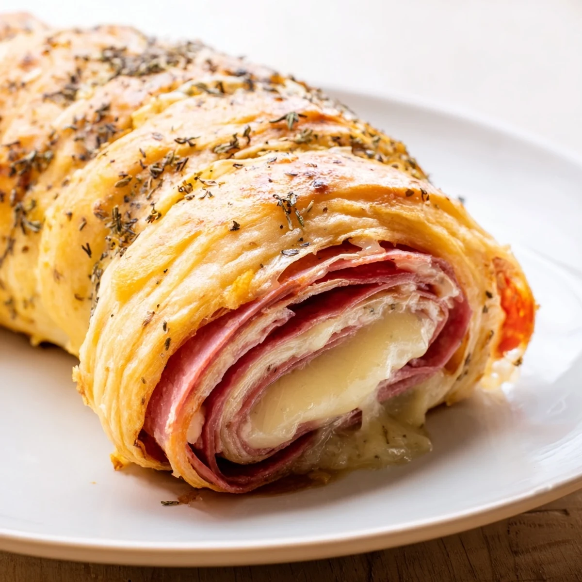 Crescent-wrapped beef and cheese French dip roll ups served hot with rich broth