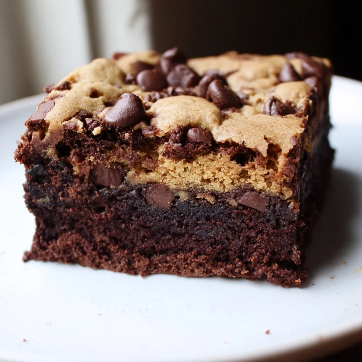 Decadent double layer vegan brookies cut into squares with gooey centers