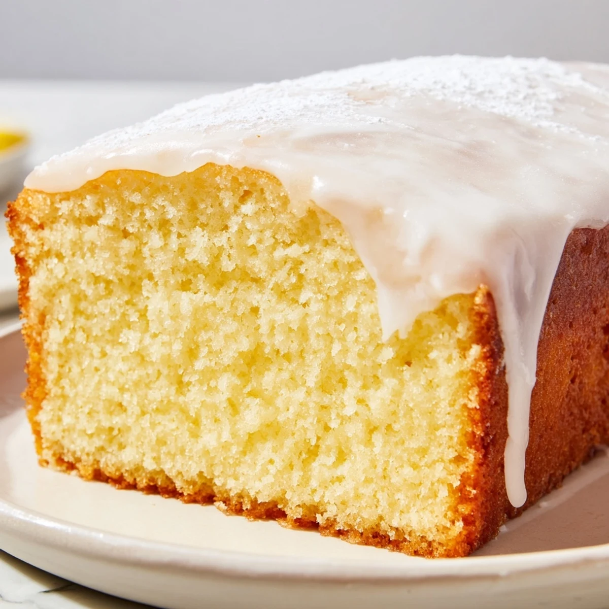 Classic church cake served on a white plate with coffee for gatherings