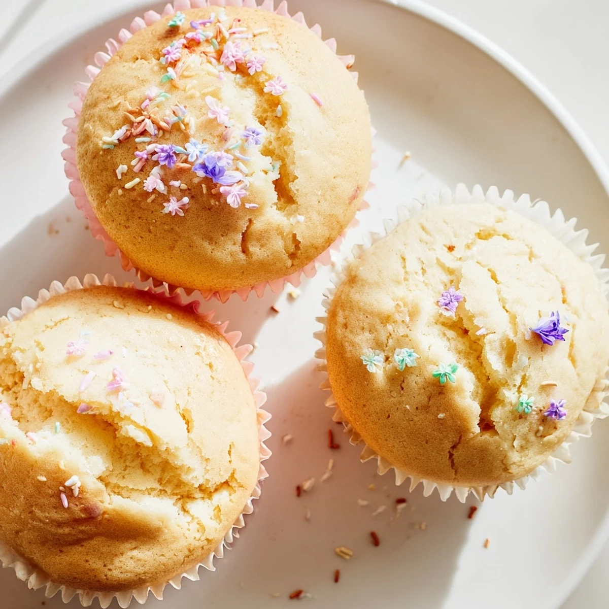 Fluffy Steamed Blooming Cupcakes with cracked golden tops on a rustic plate