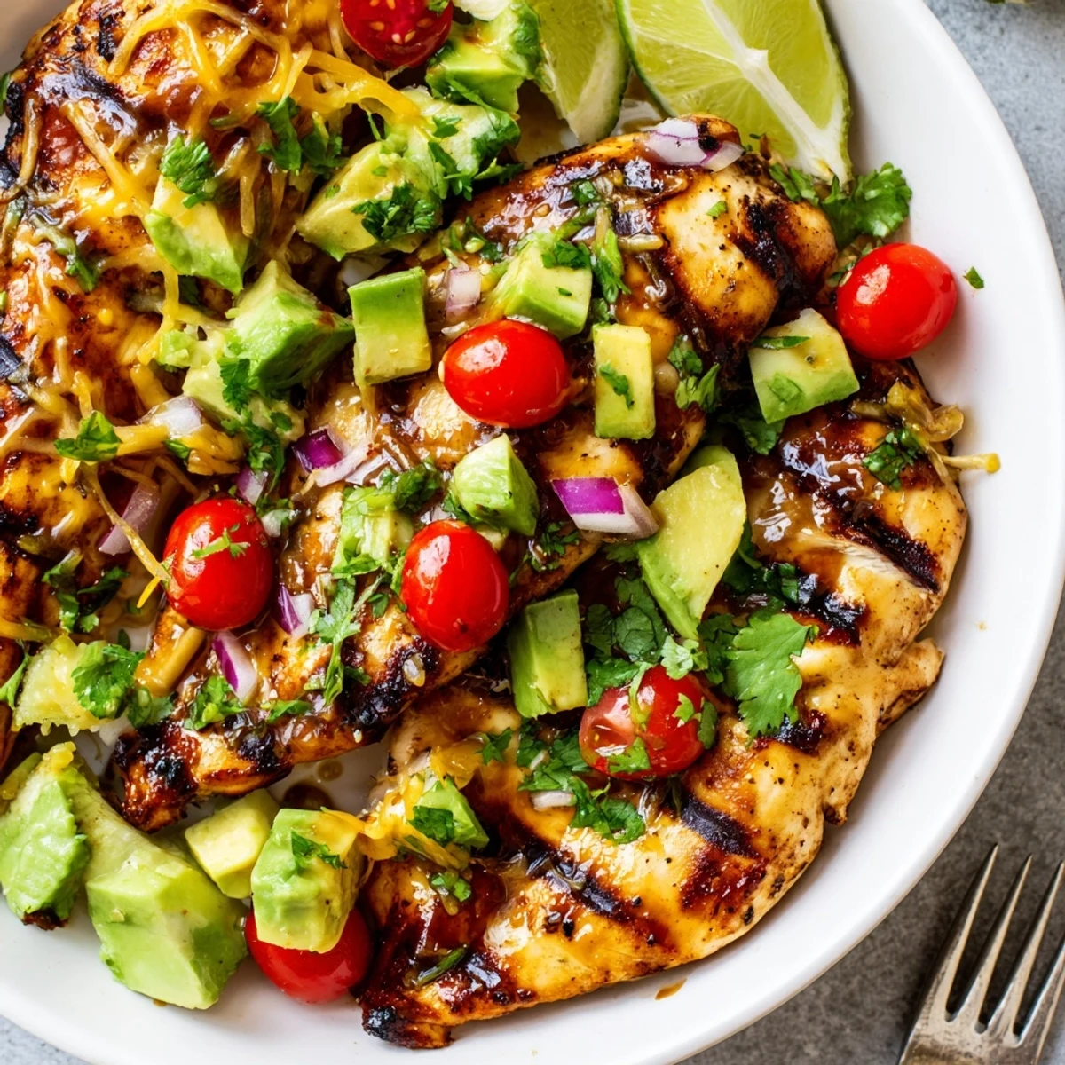 Fiesta Lime Chicken With Avocado resting on warm tortillas, citrus aroma rising