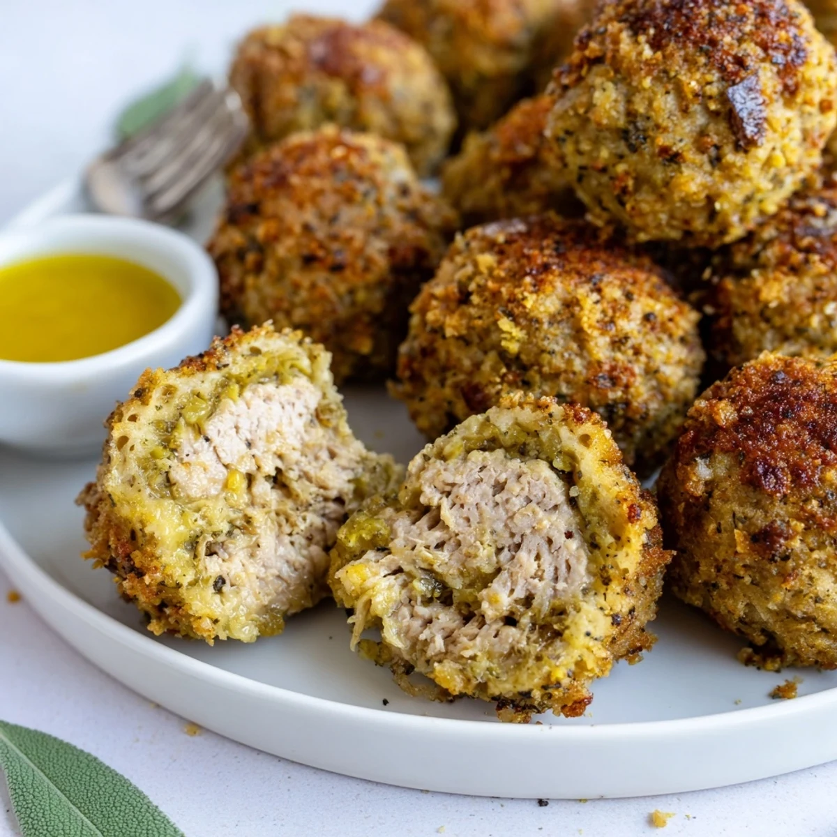 Crispy Sage Onion Chicken Balls with hint of nutmeg, ideal appetizer