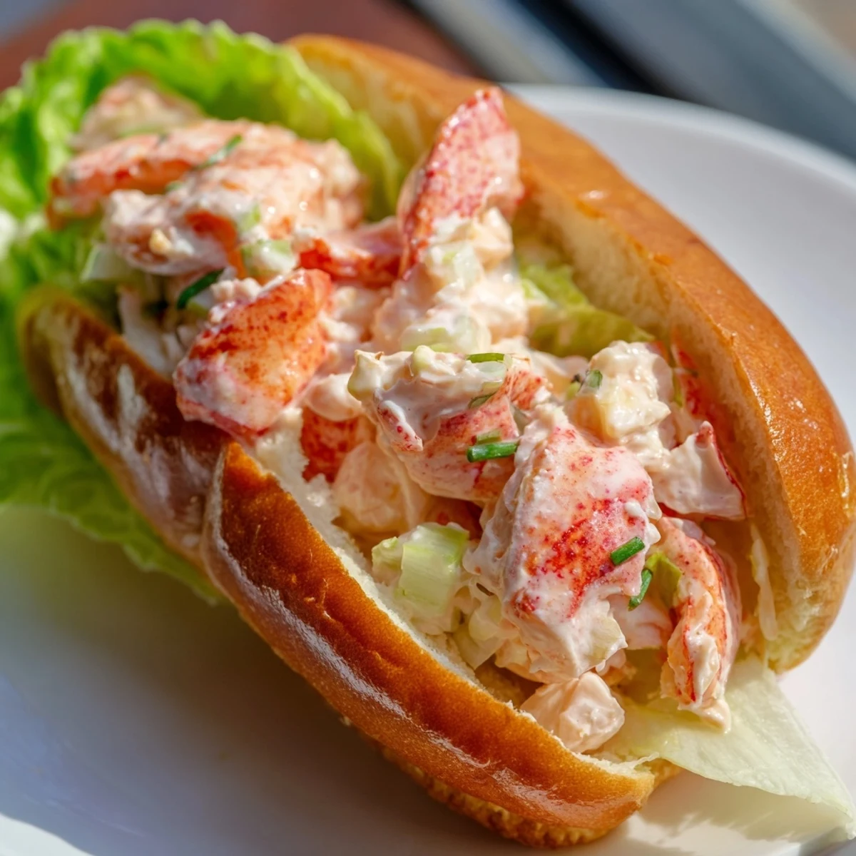 Golden Maine style lobster rolls overflowing with sweet chunks in buttery toasted split-top buns