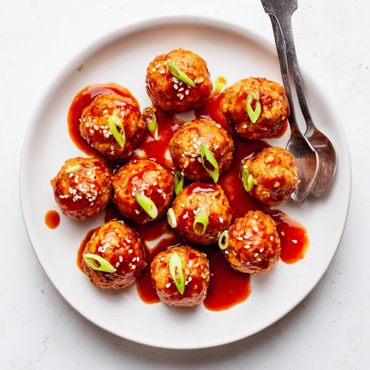 Crispy baked tofu balls tossed in tangy sweet chili glaze served over steamed white rice