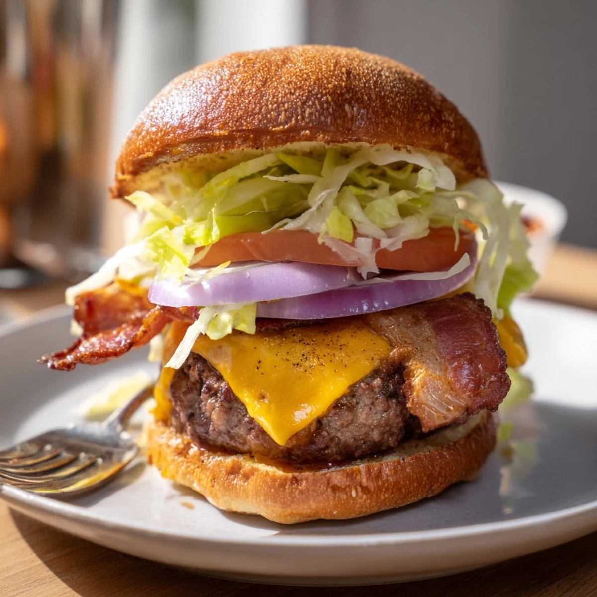 Grilled Irresistible Crack Burgers oozing sauce, lettuce and tomato, ready to serve  