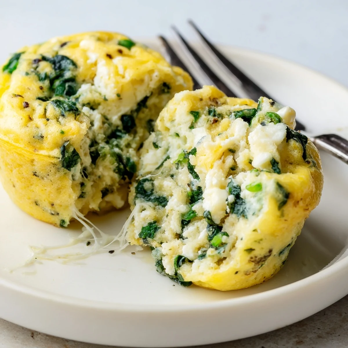 Savory Spinach Feta Egg Bites served with tangy Greek yogurt and salsa