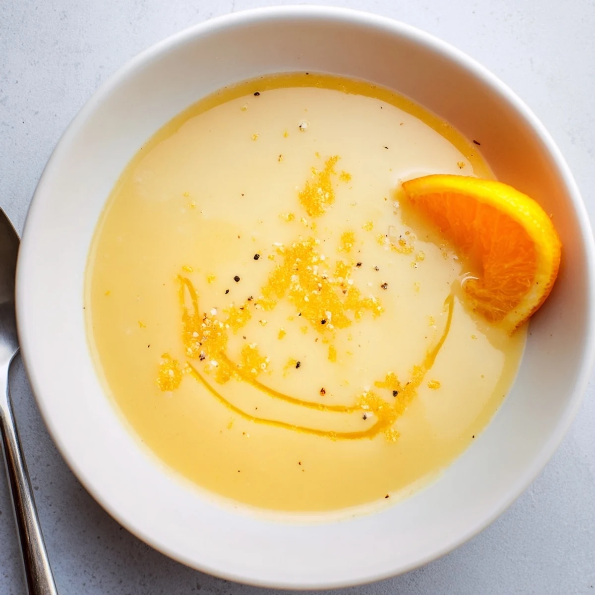 Zesty Orange Vinaigrette drizzled over mixed greens, citrus aroma and sheen