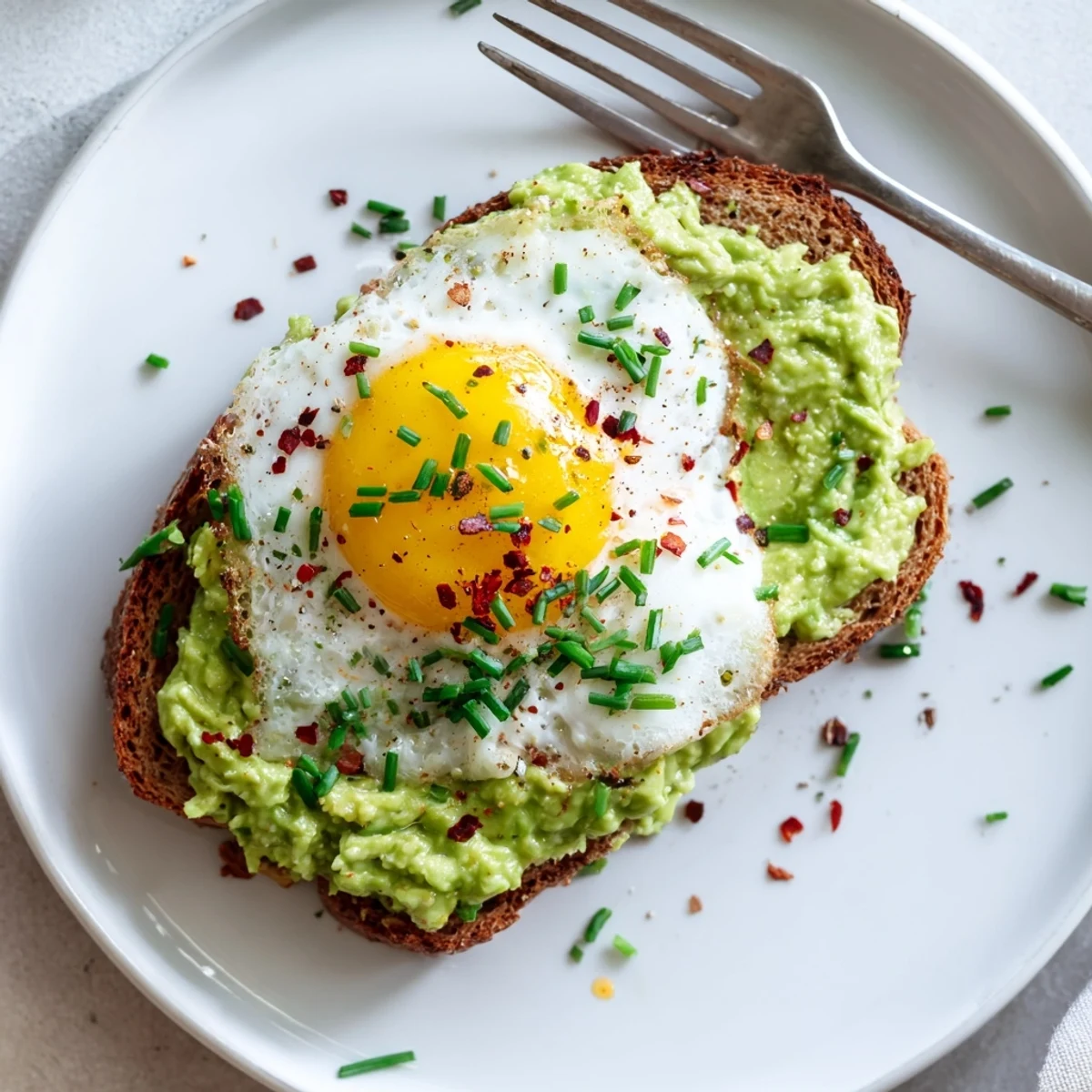 Golden toasted sourdough topped with creamy mashed avocado and a perfectly fried egg