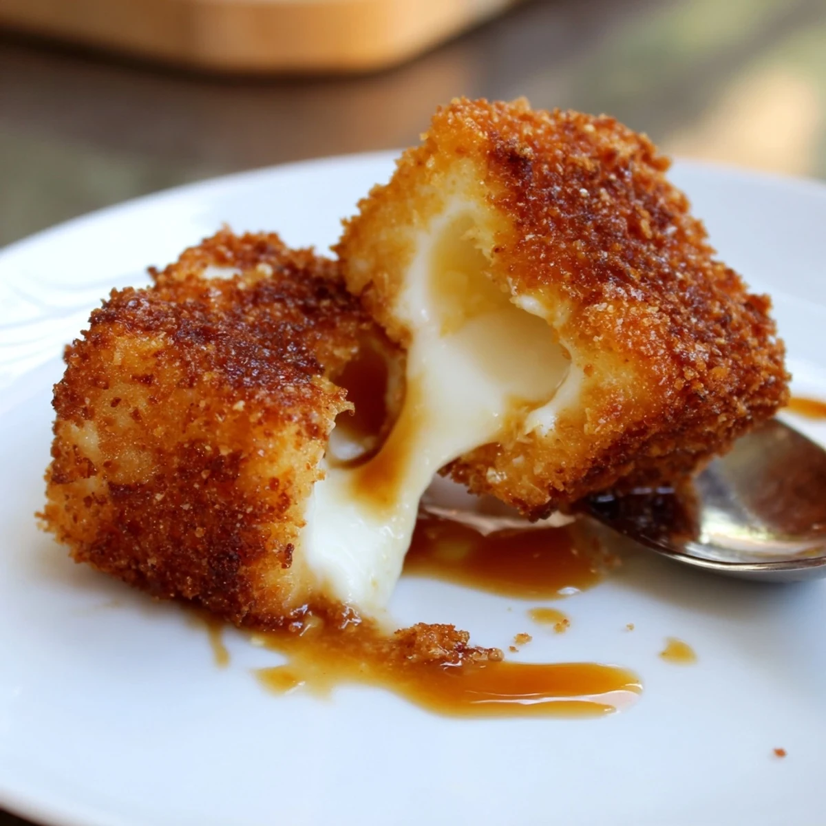 Irresistible Crispy Mozzarella Poppers With Maple Glaze, golden crust and gooey center