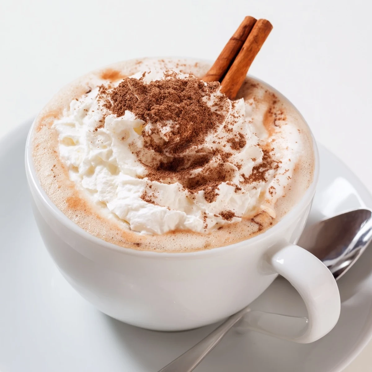 Morning tray holding Cozy Winter Lattes garnished with cinnamon sticks, inviting warmth