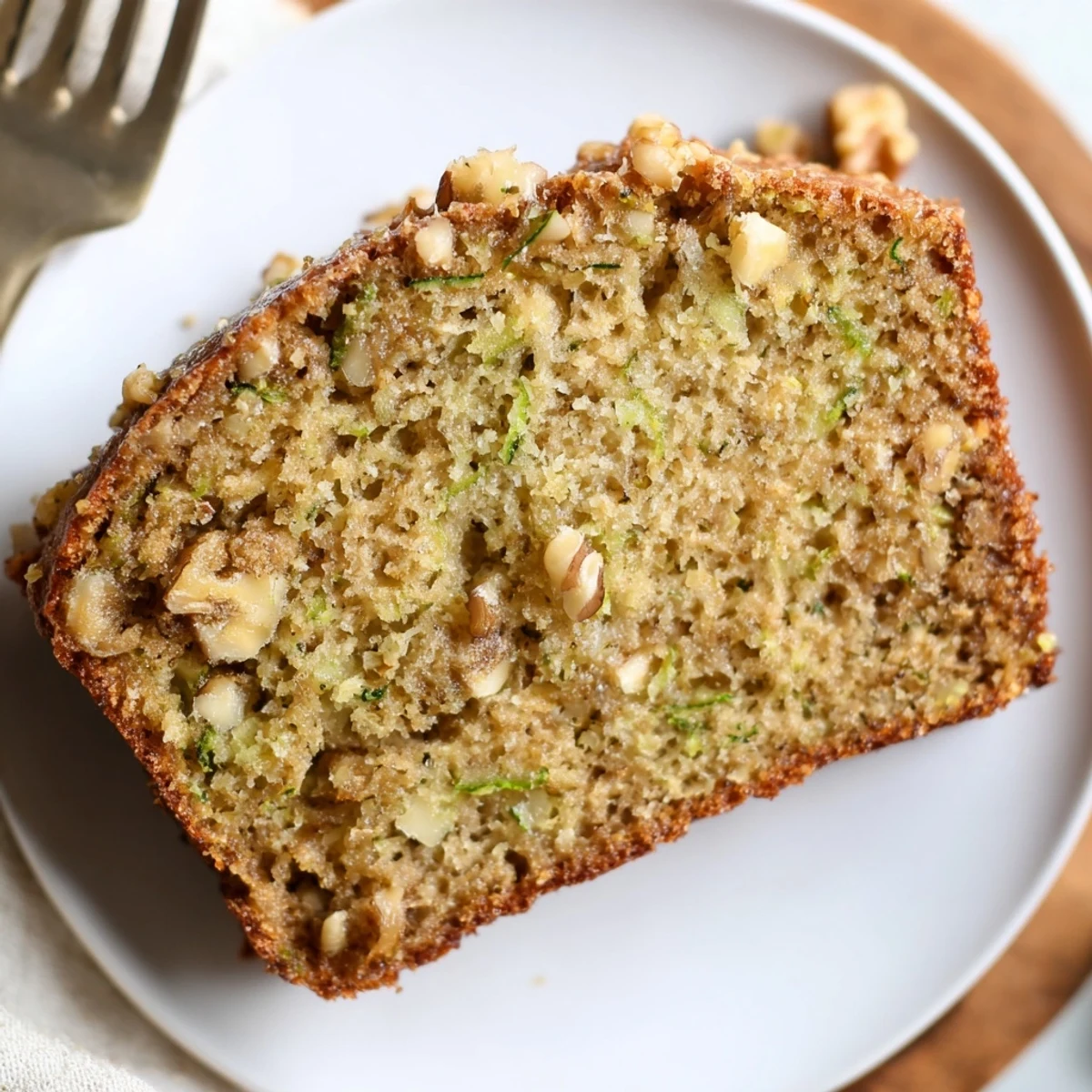 Warm sliced Zucchini Banana Bread on a cooling rack, cinnamon aroma  