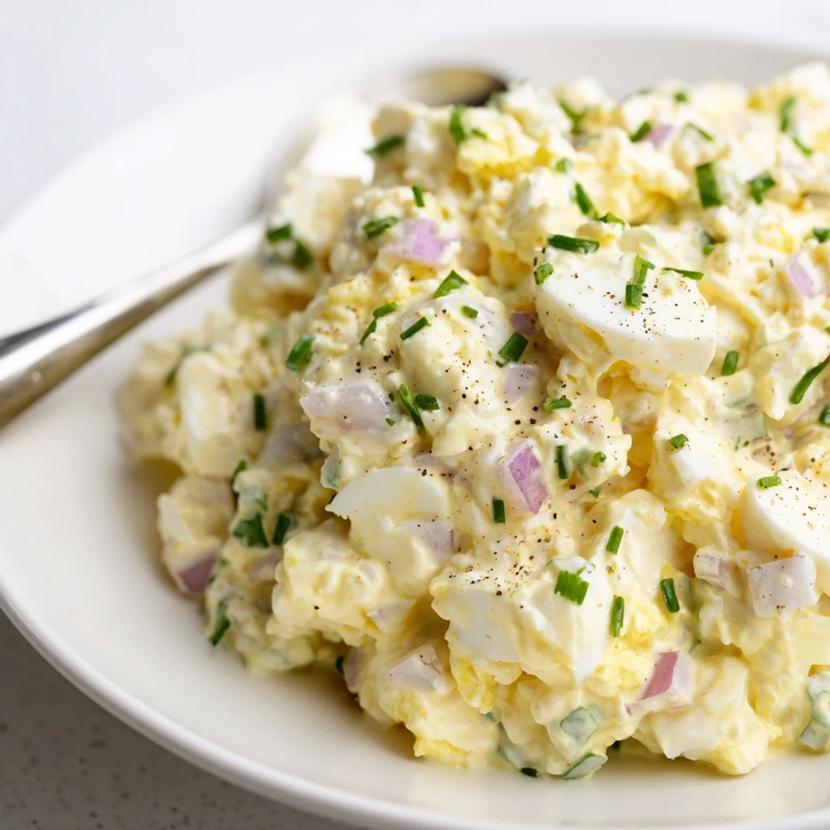 A chilled Classic Egg Salad Recipe in lettuce cups, crunchy celery bites