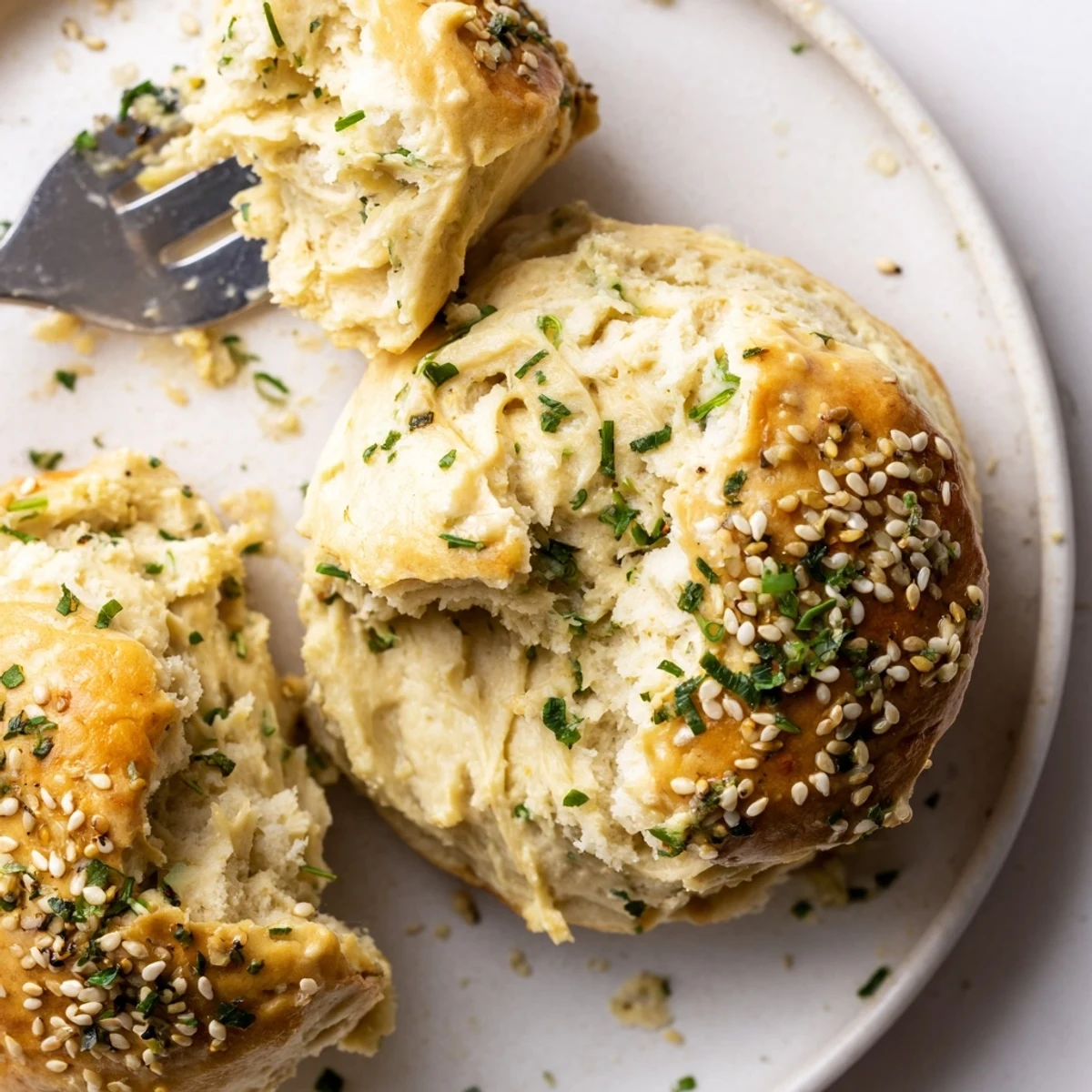 Buttery Humous Scones studded with chives and sesame, perfect for brunch