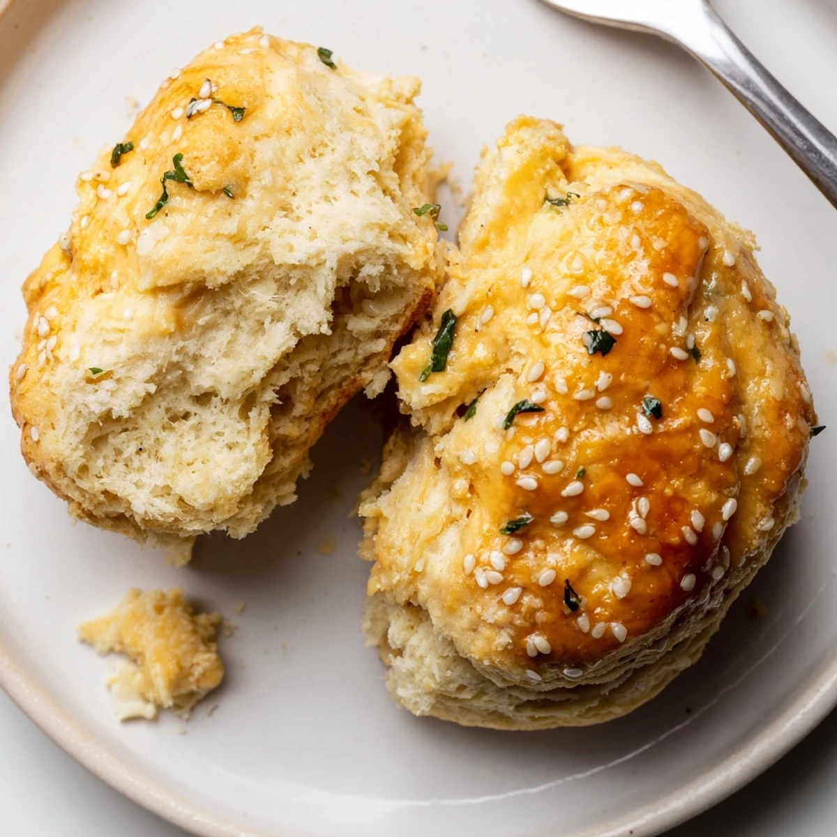 Fresh-baked Humous Scones, flaky interior and savory aroma, enjoy warm