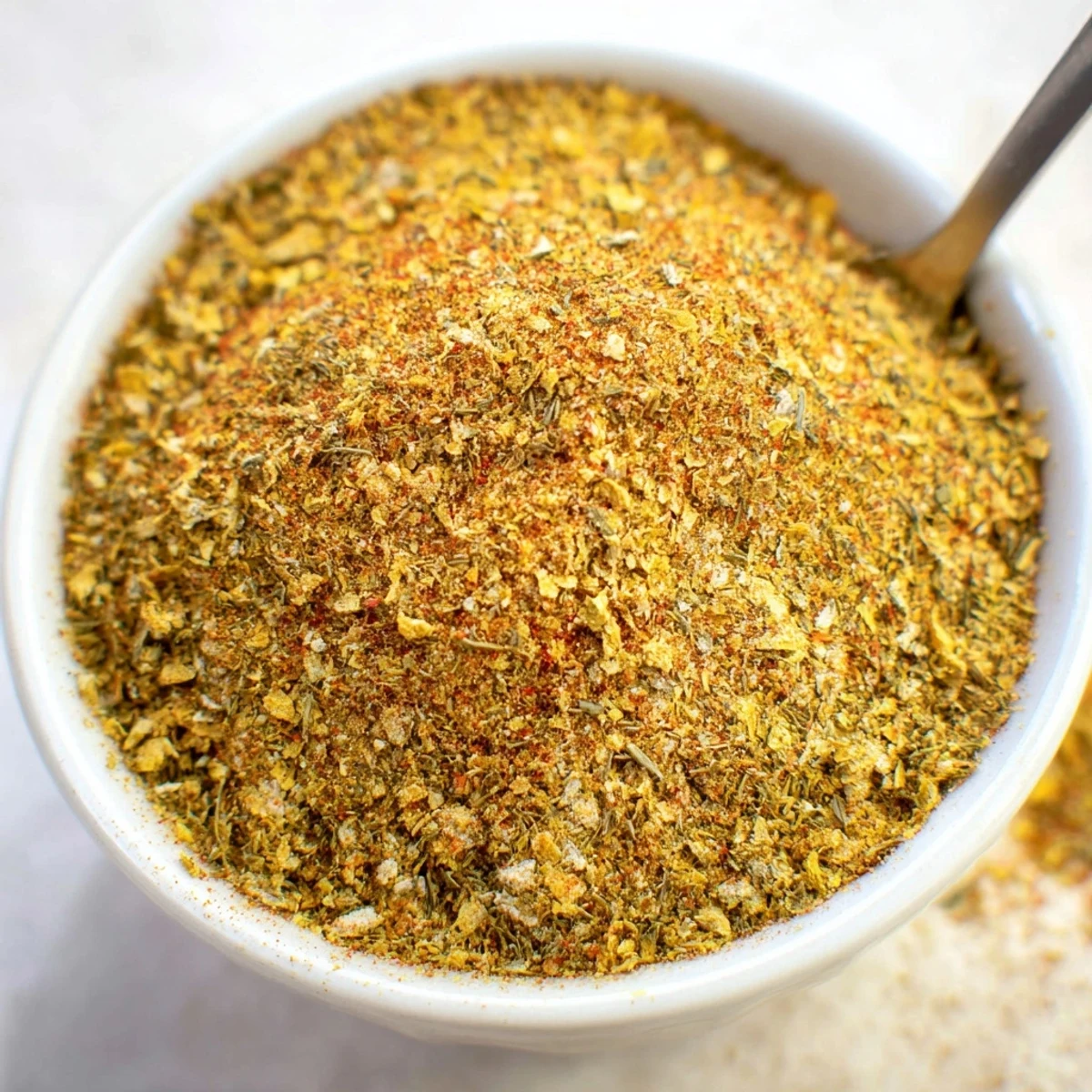 Spoonful of Vegan Chicken Seasoning For Rubs Marinades And Broth over tofu