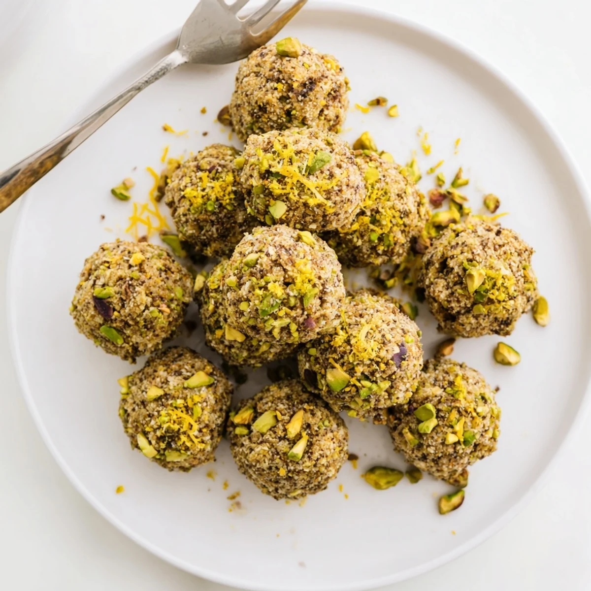 Guests bite into Savory Pistachio Crusted Cheese Bites, tangy chive and goat cheese