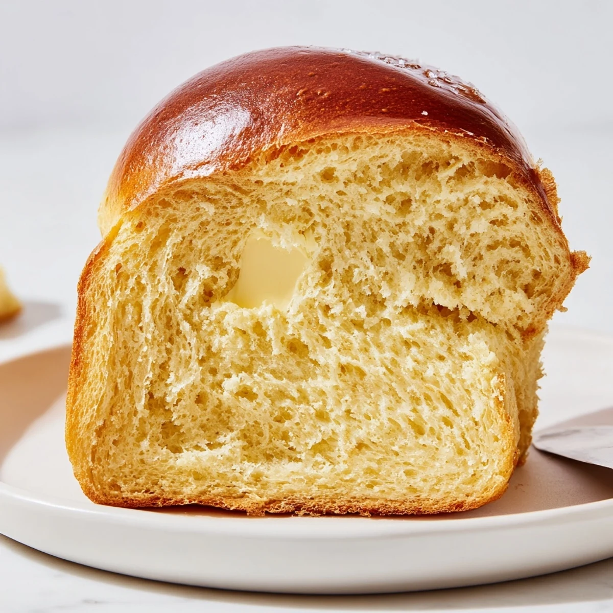 Warm Milk Brioche Soft Bread loaf, golden crust and pillowy, buttery interior