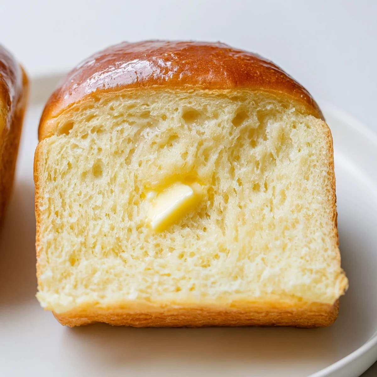 Sliced Milk Brioche Soft Bread served with melting butter and jam