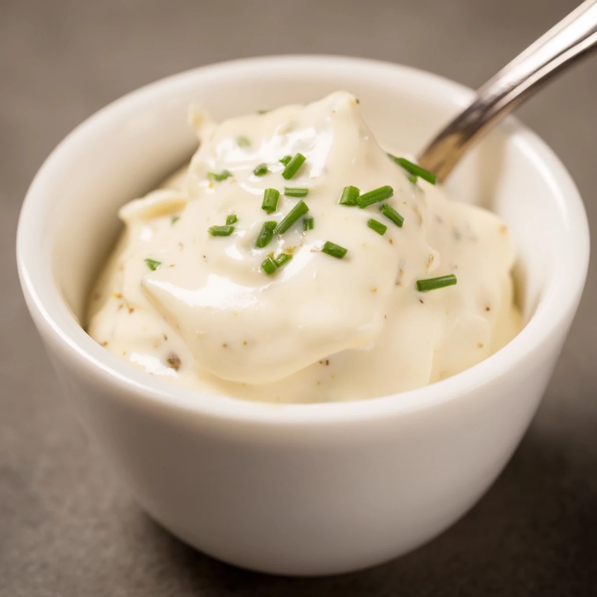 Zesty Horseradish Sauce spooned over smoked salmon, fresh chives sprinkled