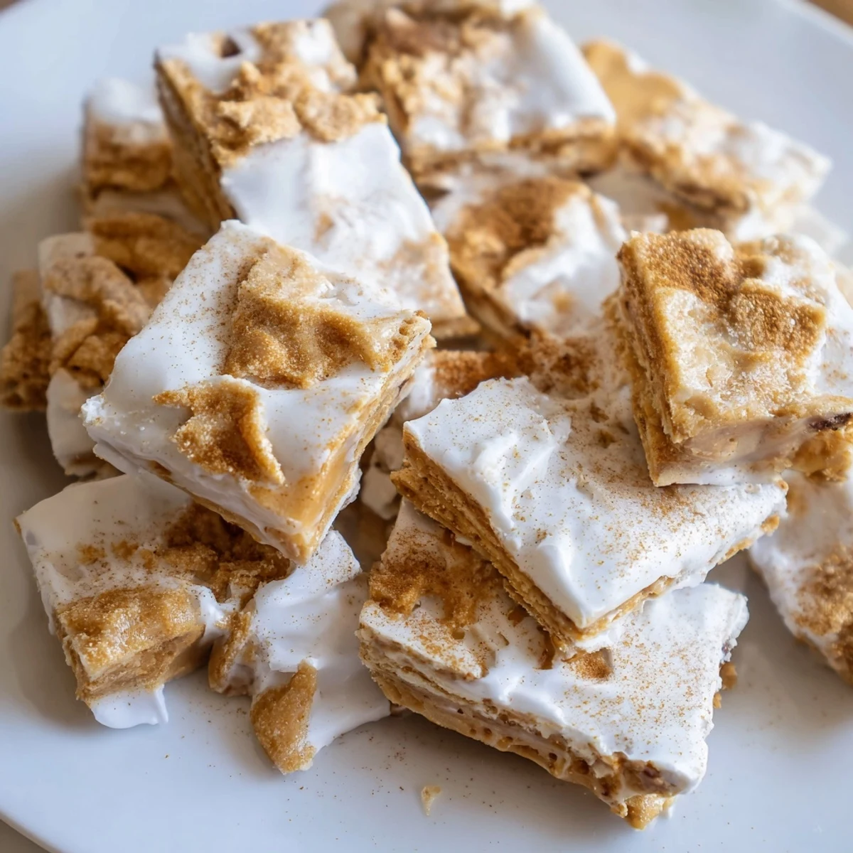 Crackers coated in churro saltine white toffee with melted white chocolate drizzle