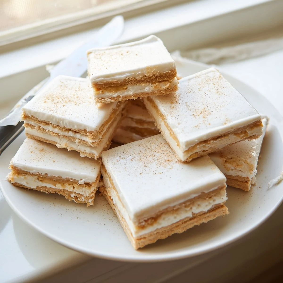 Crunchy Churro Saltine White Toffee drizzled with creamy white chocolate and dusted with warm cinnamon