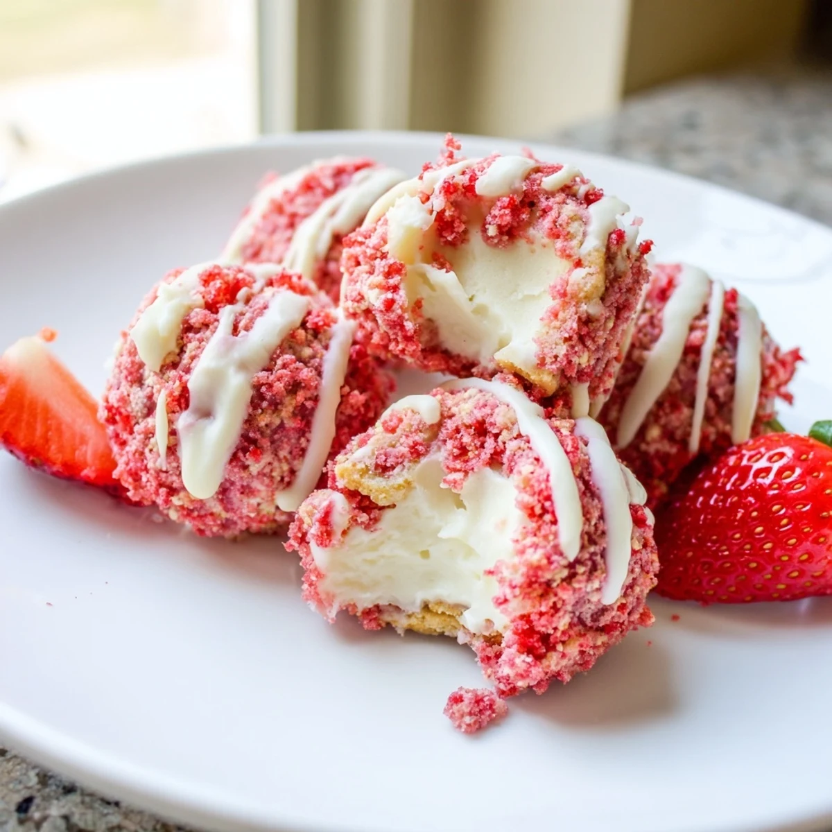 Strawberry Crunch Cheesecake Bites