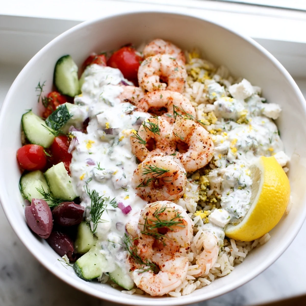 Greek Shrimp Mediterranean Bowl