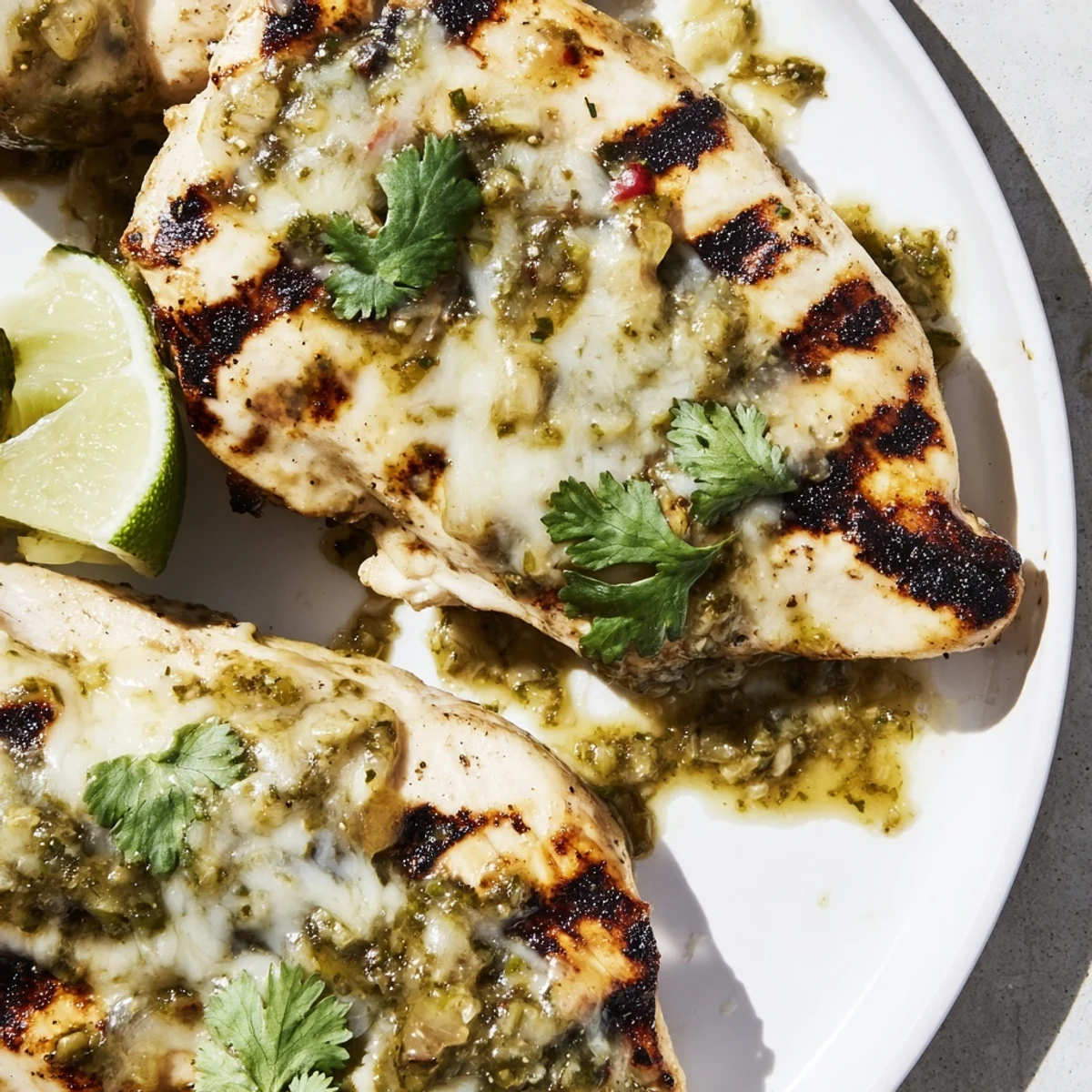 Grilled Salsa Verde Pepper Jack Chicken