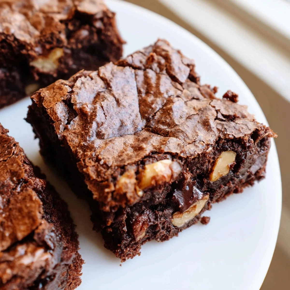 Warm ultimate brownies served alongside a scoop of vanilla bean ice cream