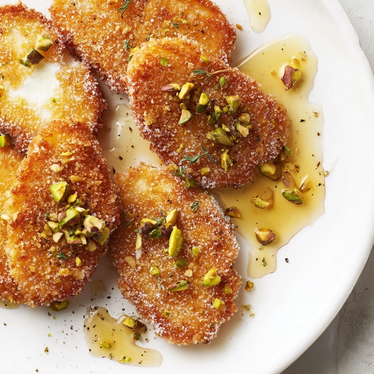 Golden honey halloumi drizzled with sweet honey and topped with fresh herbs.  