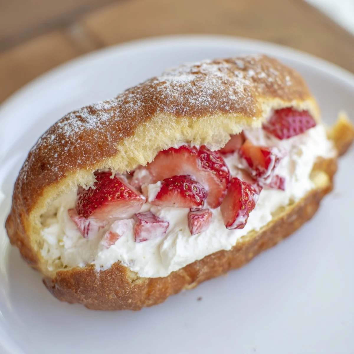 Golden Strawberry Cream Cheese Roll Ups toasted to crispy perfection on a plate  