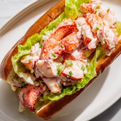 Classic Maine style lobster rolls piled high with creamy lobster salad on toasted New England rolls