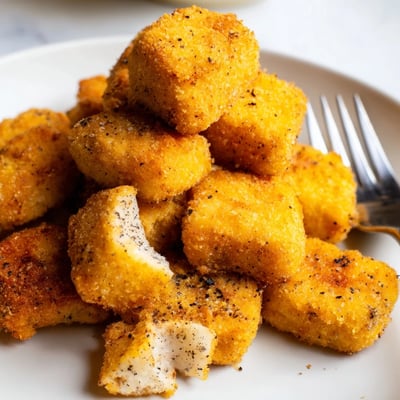 Vegan tofu fried chicken fried to perfection with crunchy seasoned coating  